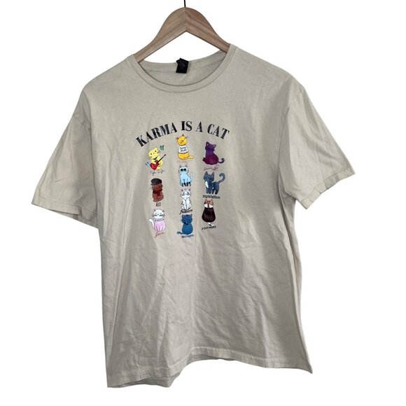 Karma Is A Cat Swiftie Graphic T-Shirt Size Large - Picture 1 of 6